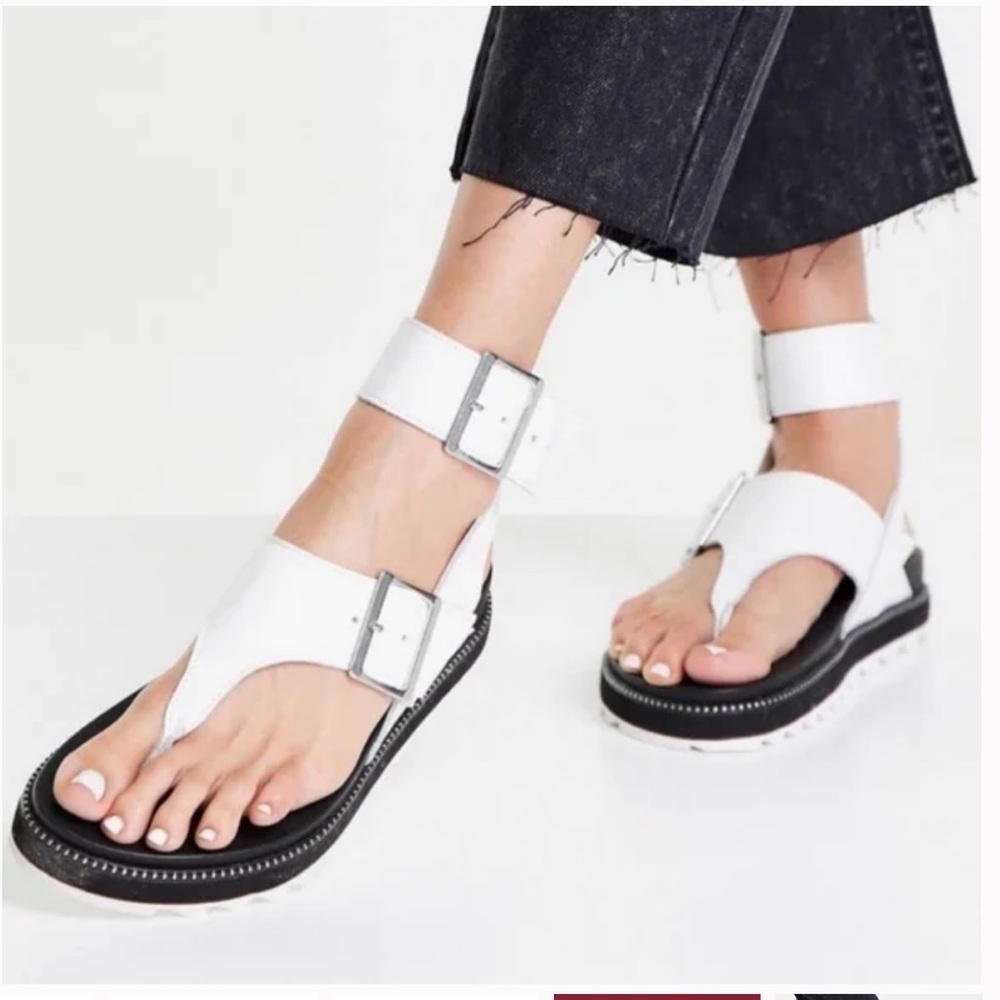Free People White and Black Sandals